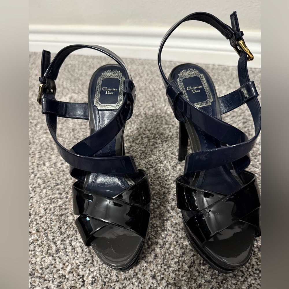 Dior Black Platform Heels with Polished Finish